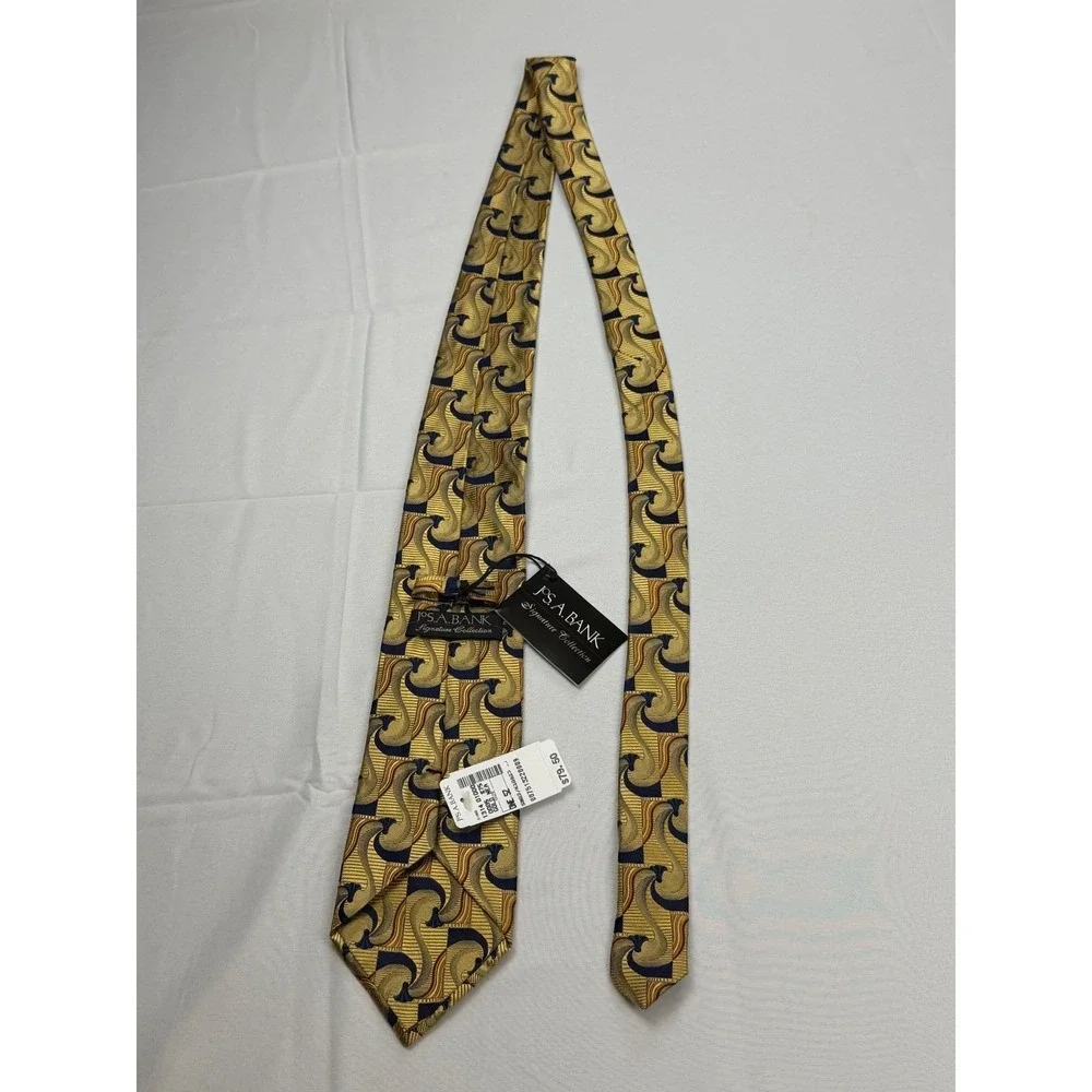 Jos. A. Bank Necktie‎ Mens Gold Signature Collection Silk Abstract Italy NEW
